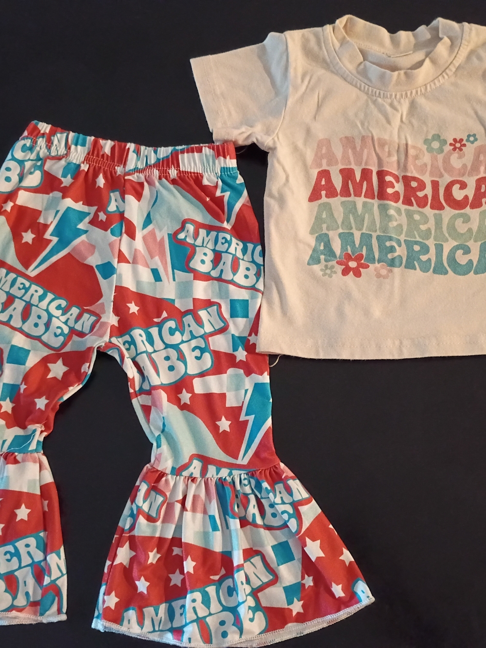 American Babe 2 PCS Toddler Bell Bottom Outfit Set 9-12 Months